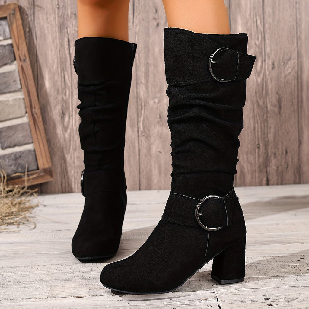 Women's Knee-High Slouch Boots in black