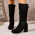 Women's Knee-High Slouch Boots in black