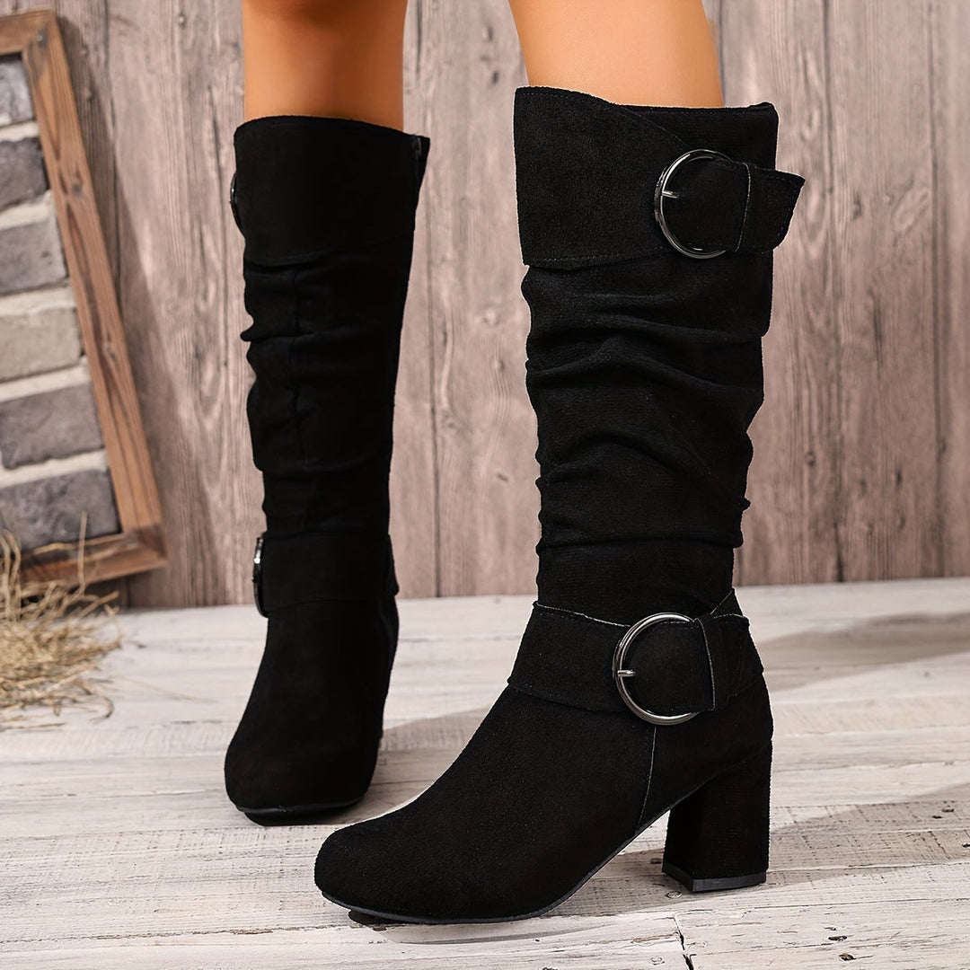Women's Knee-High Slouch Boots in black