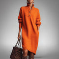 Women's Button Collar Jumper Dress in orange