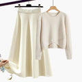 Women's Knit Sweater and Skirt Set in cream