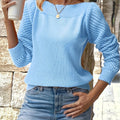 Women's Openwork Sleeve Sweater in sky blue