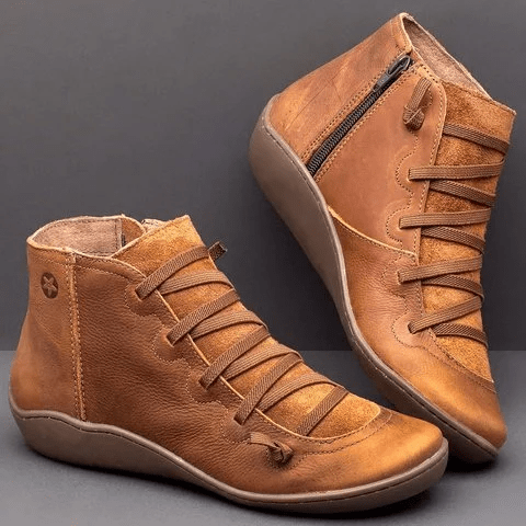 Women's Lace-Up Wedge Ankle Boots in brown