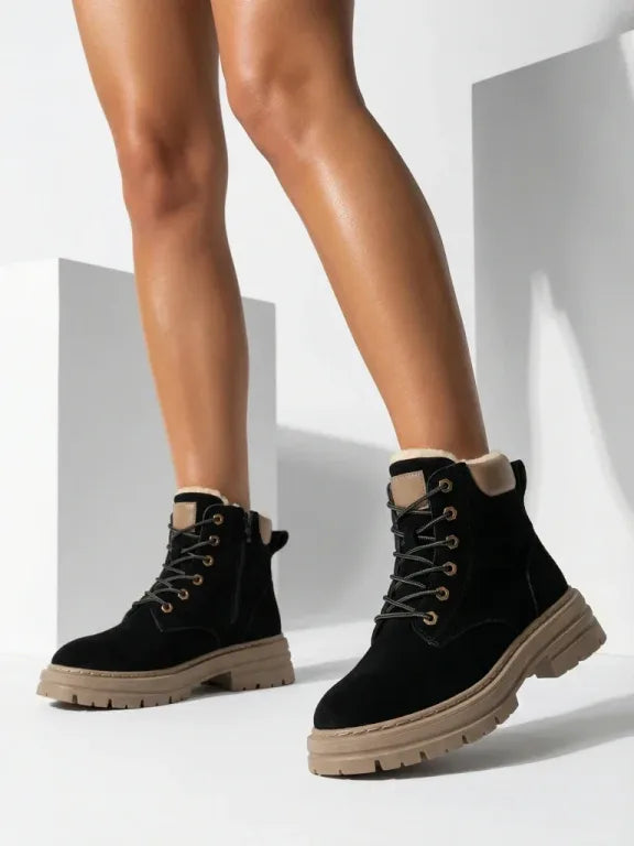 Women's Lined Lace-Up Ankle Boots
