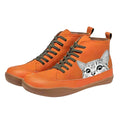 Women's Cat Print High-Top Shoes in orange