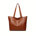 Women's large leather look tote bag in brown
