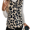 Women's leopard print knit waistcoat – close-up