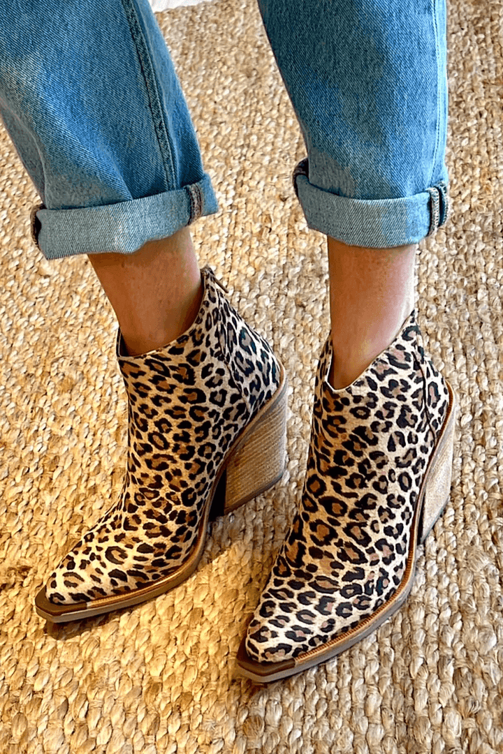 Women's leopard western ankle boots – worn with jeans