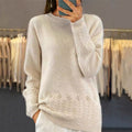 Women's Flower Pattern Knit Sweater in beige