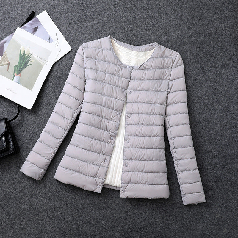 Women's lightweight quilted jacket in lilac – flat view