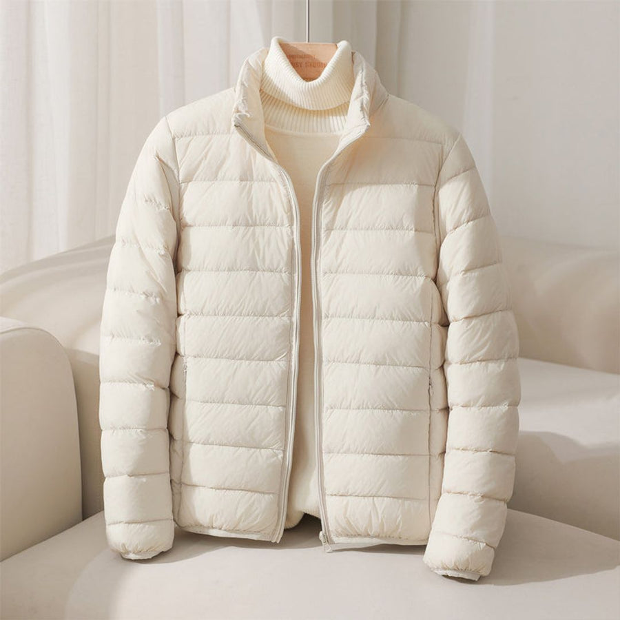 Women's Lightweight Quilted Puffer Jacket with Stand Collar