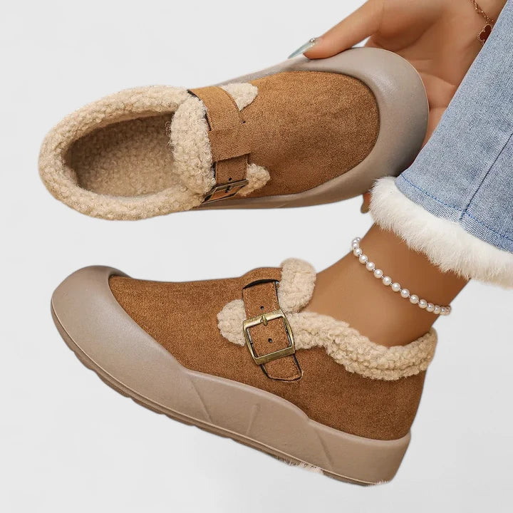 Women's Teddy Collar Slip-On Shoes in brown