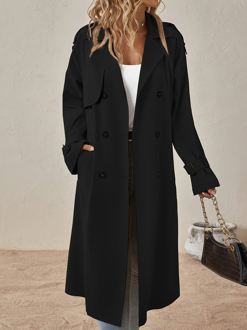 Women's Long Double-Breasted Trench Coat