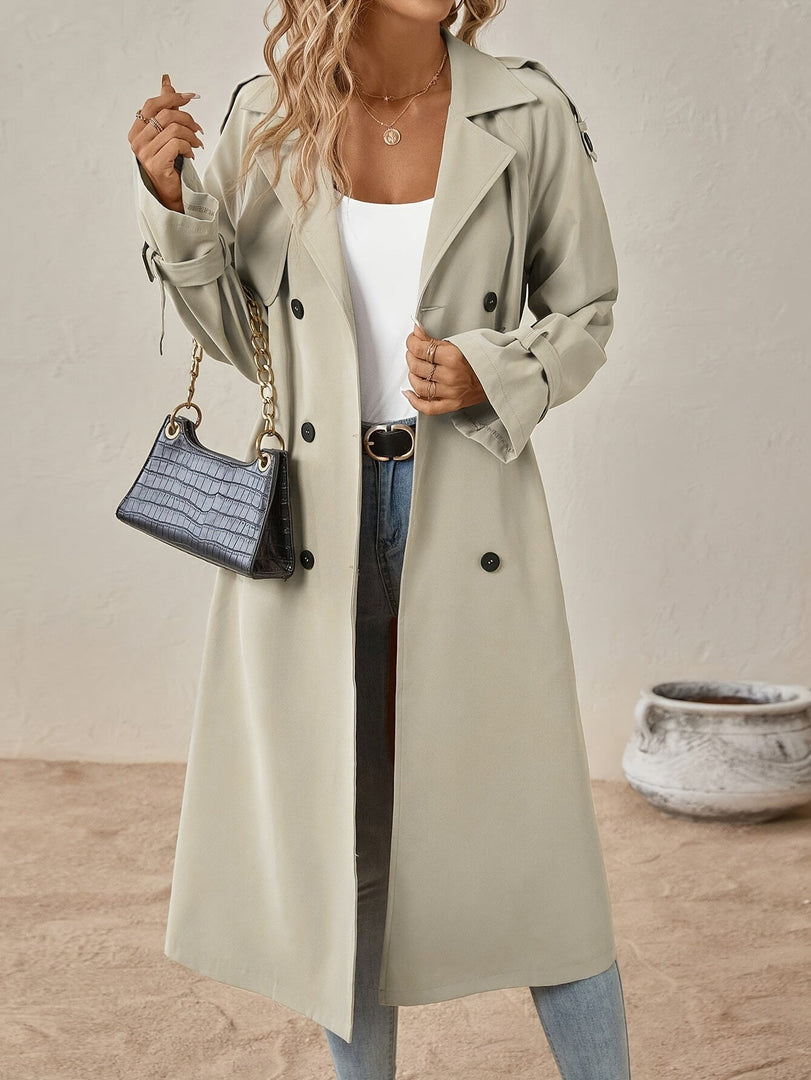 Women's Long Double-Breasted Trench Coat