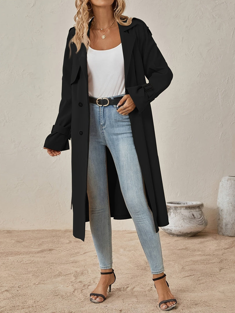 Women's Long Double-Breasted Trench Coat