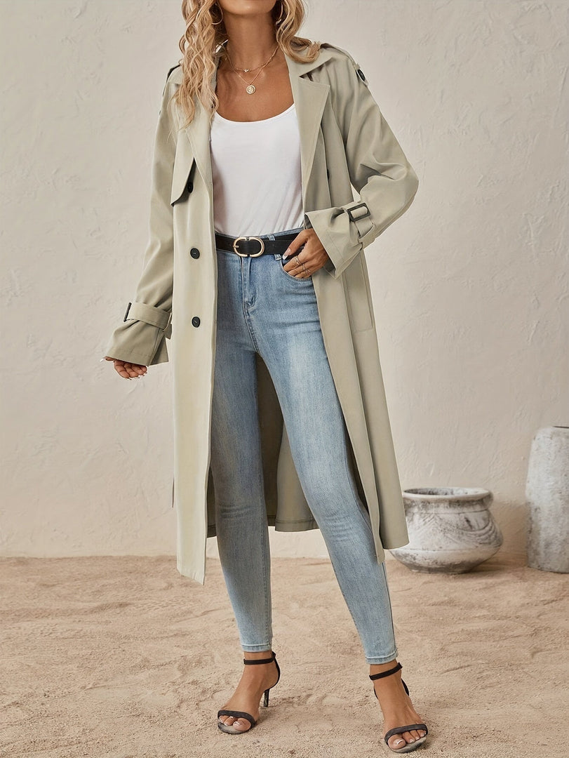 Women's Long Double-Breasted Trench Coat
