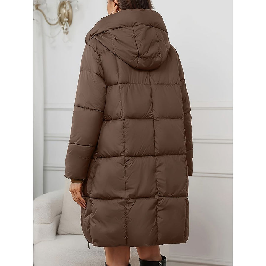 Women's Long Puffer Coat with Hood for Winter