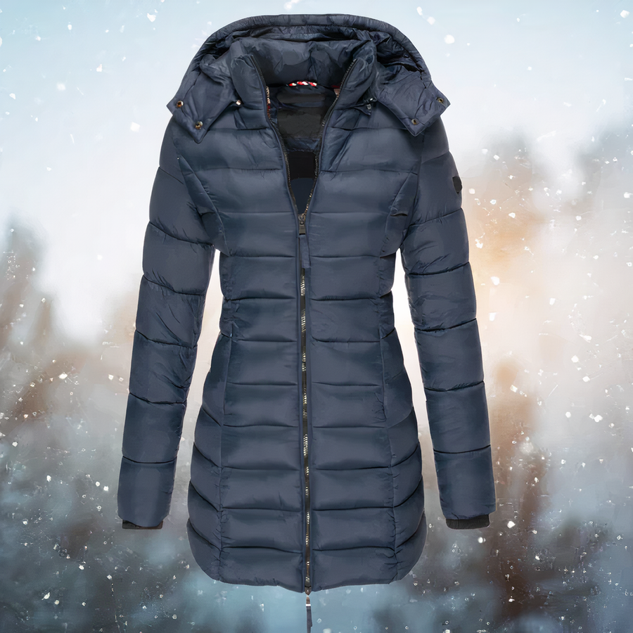 Women's Long Quilted Puffer Coat with Hood in 7 Colors for Winter Days