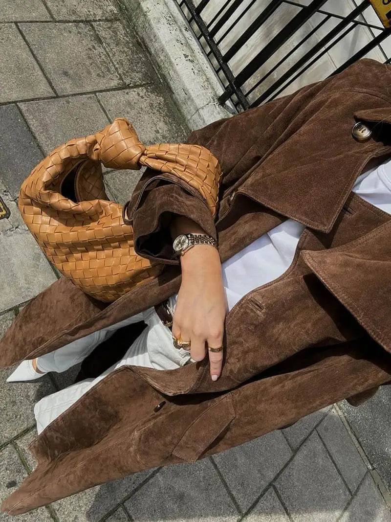 Close-up of the suede-look fabric