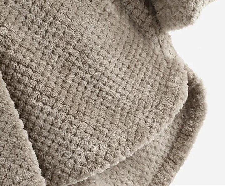 Close-up of the teddy fleece hem