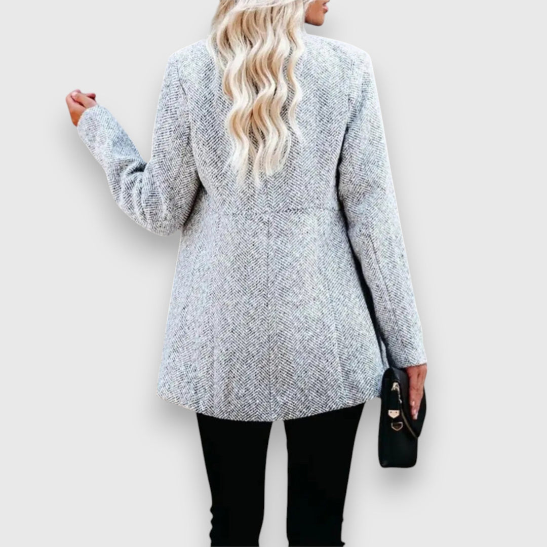 Women's longline open-front blazer in grey – walking