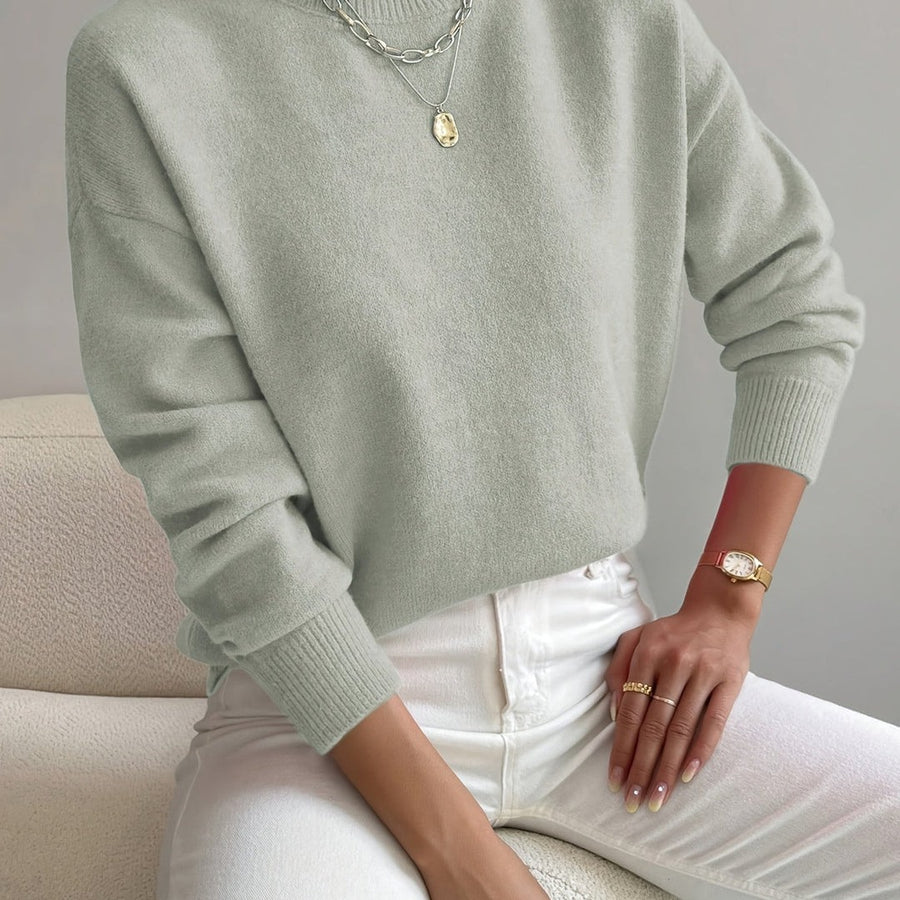 Women's Mock Neck Sweater with Soft Knit in 10 Colors for Autumn Days
