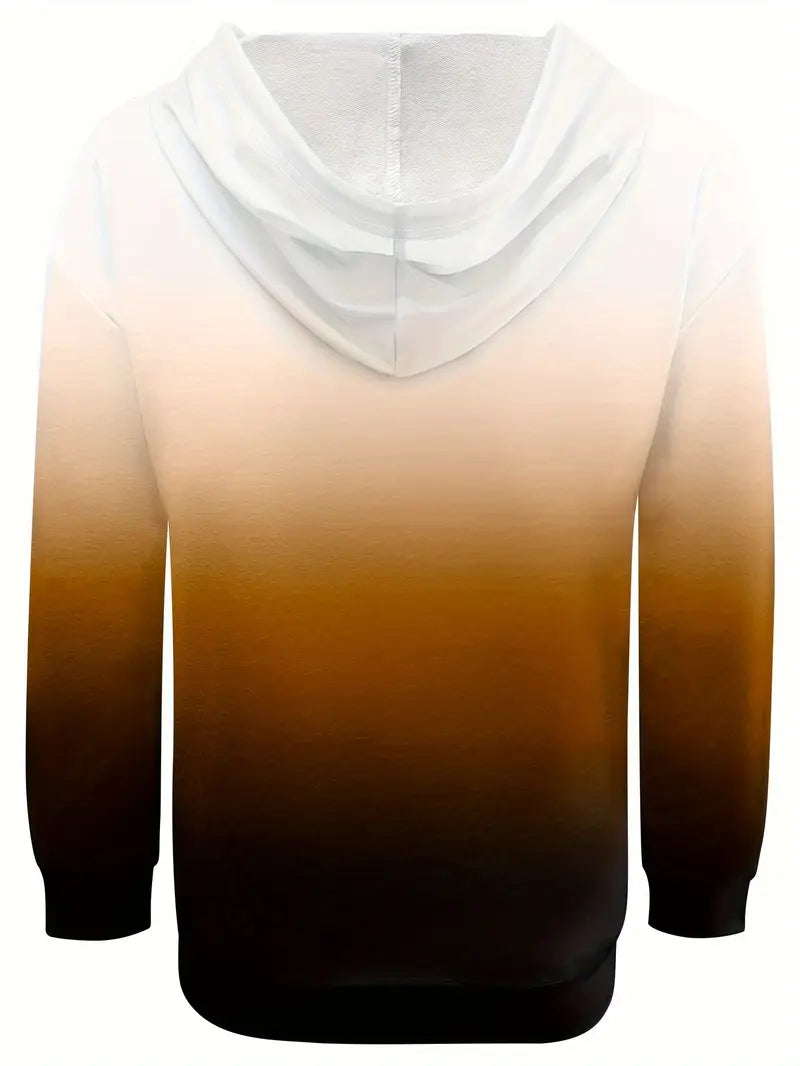 Women's ombre drawstring hoodie in white brown – flat view