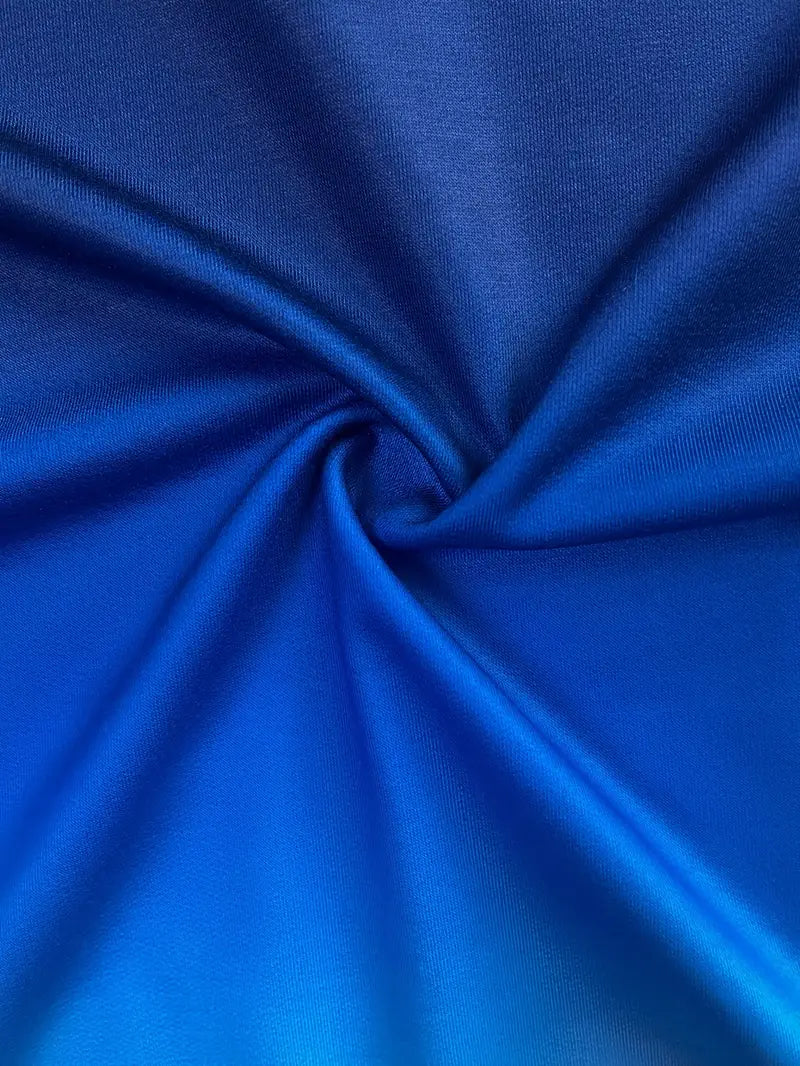 Close-up of the blue ombre fabric