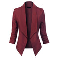 Women's Open-Front Draped Blazer in burgundy