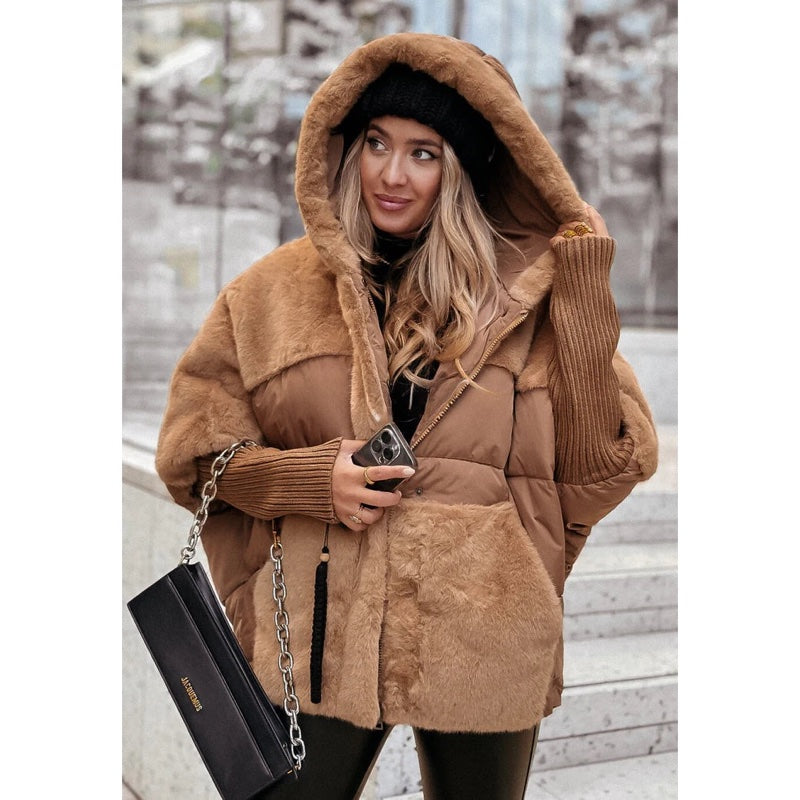 Women's Oversized Fluffy Coat with Hood for Cold Winter Days