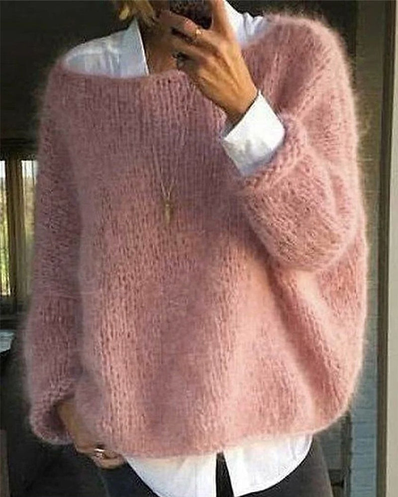 Women's Oversized Fluffy Sweater in pink