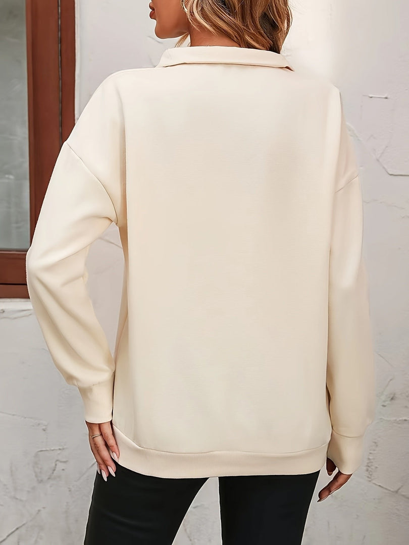 Women's cream half-zip sweatshirt – back view
