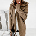 Women's oversized hooded cardigan in khaki – front view