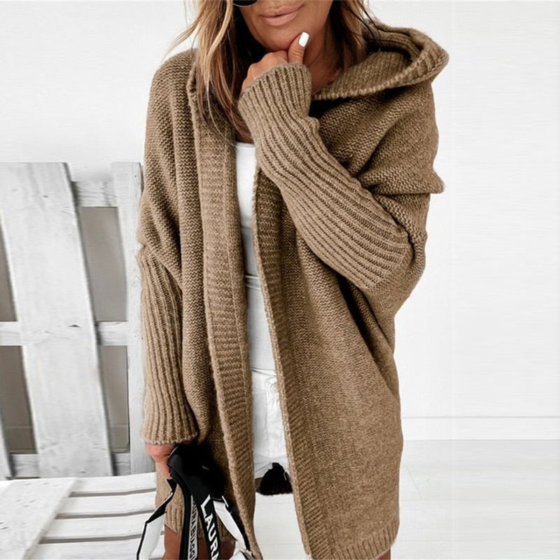 Women's Oversized Hooded Cardigan with Open Front for Cosy Days