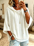 Women's Oversized Batwing Knit Hoodie in white