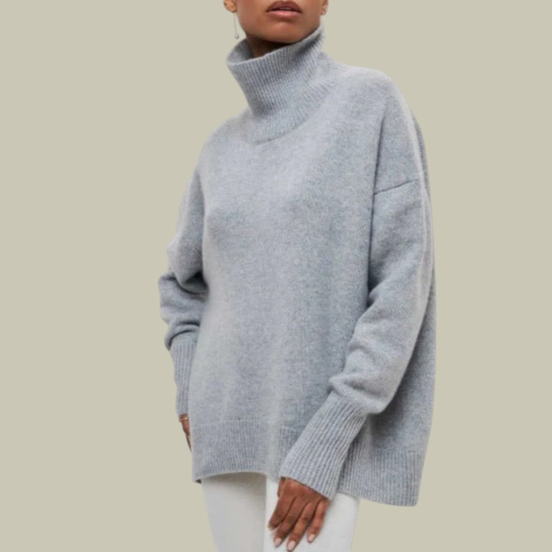 Women's Oversized Turtleneck Sweater in grey