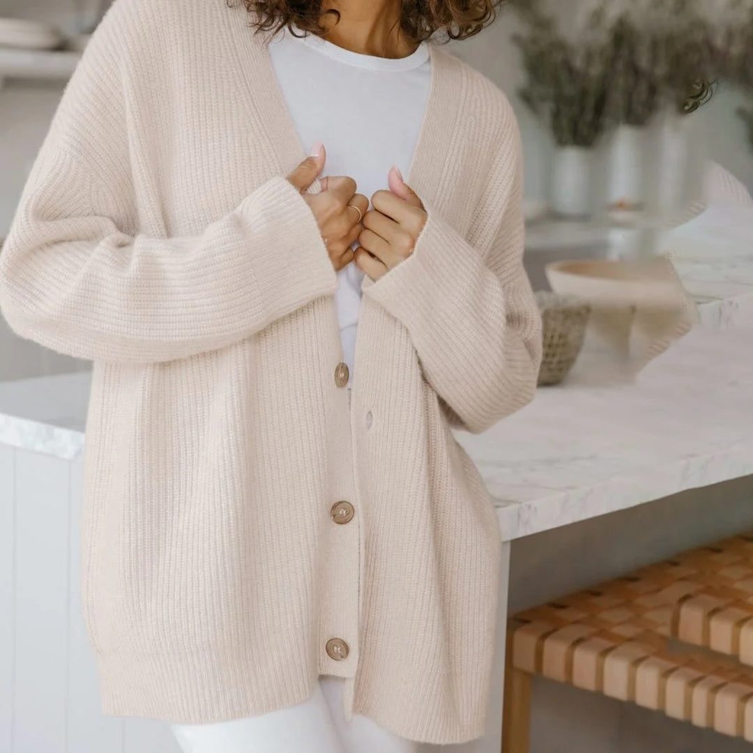 Women's Oversized V-Neck Button Cardigan