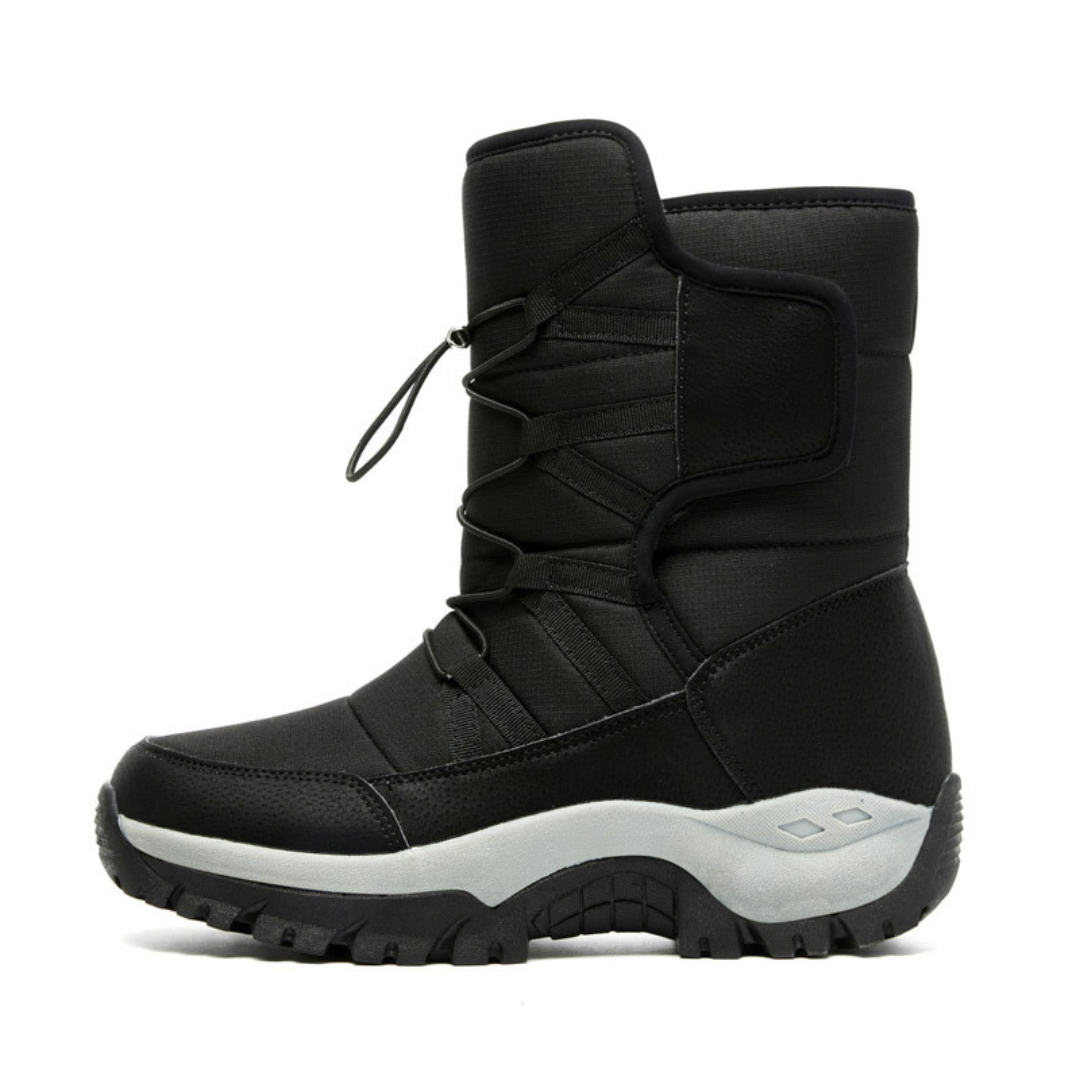 Women's toggle lace winter boots in black – side view