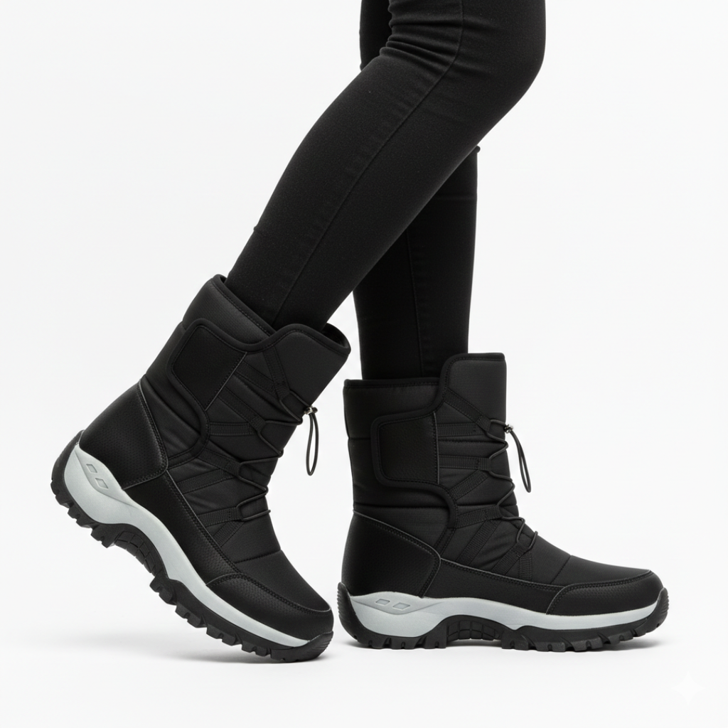 Women's Toggle Lace Winter Boots in black