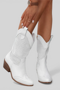 Women's Perforated Western Boots in white