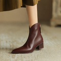 Women's Pointed Low Heel Ankle Boots in brown