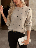 Women's Polka Dot Knit Sweater in khaki