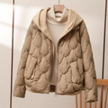 Women's Quilted Hooded Puffer Jacket in brown