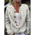 Women's relaxed button detail cardigan in white – front view