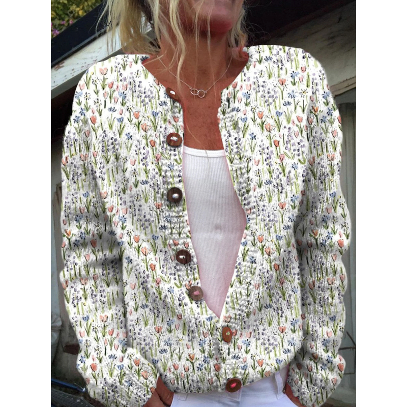 Women's Relaxed Knit Cardigan with Button Details for Everyday Wear