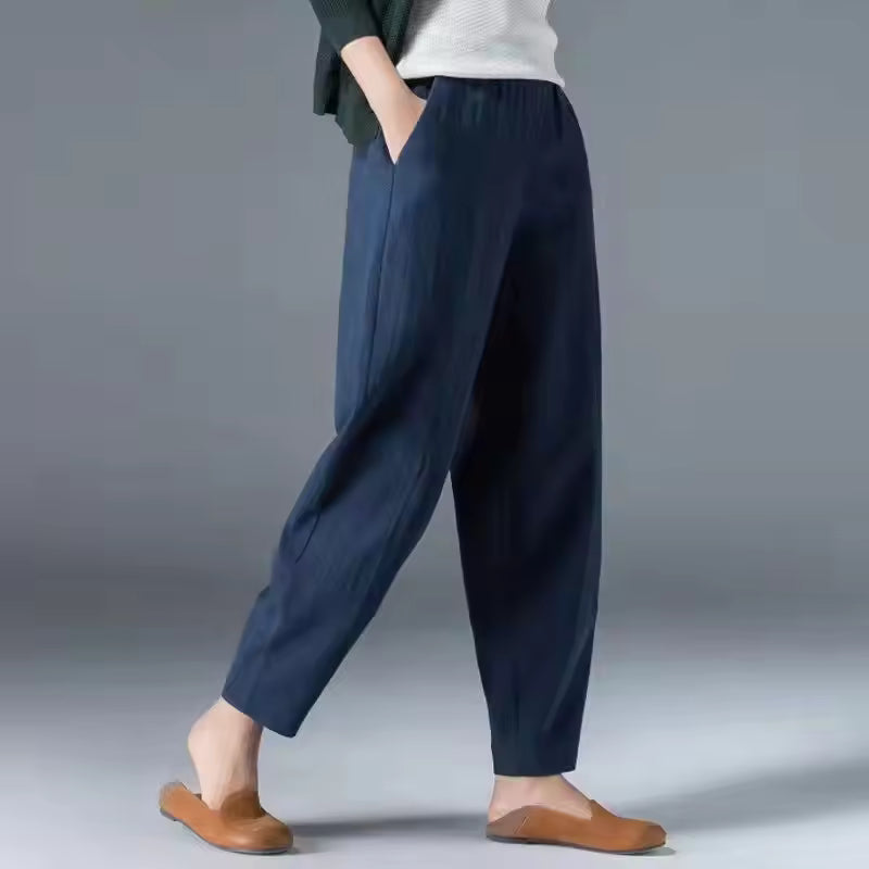 Women's Relaxed Tapered Trousers in dark blue