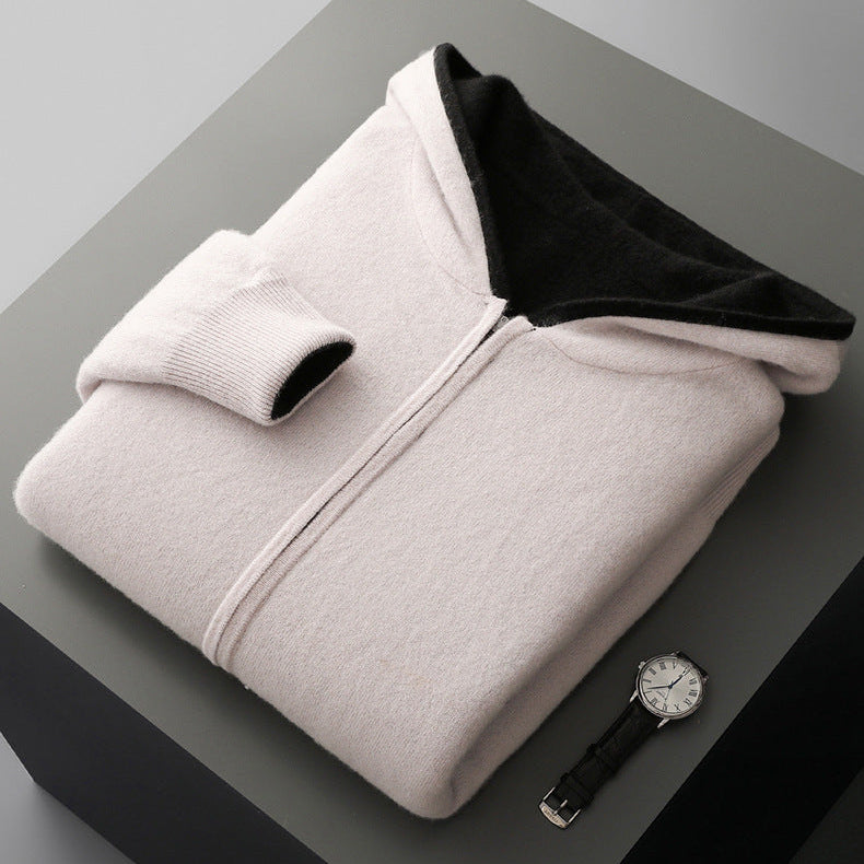 Women's reversible knit zip hoodie in grey – reverse side