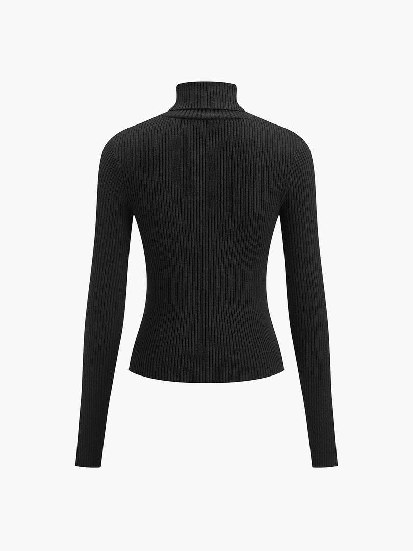 Women's Ribbed Turtleneck Top