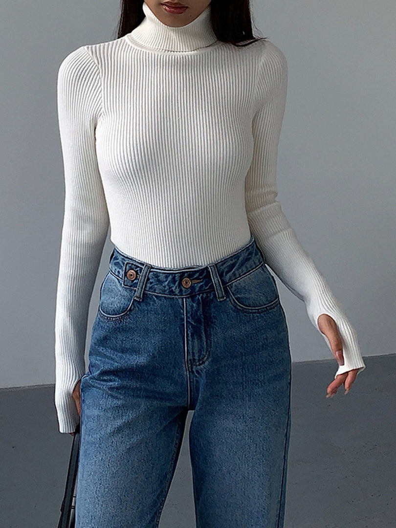 Women's Ribbed Turtleneck Top