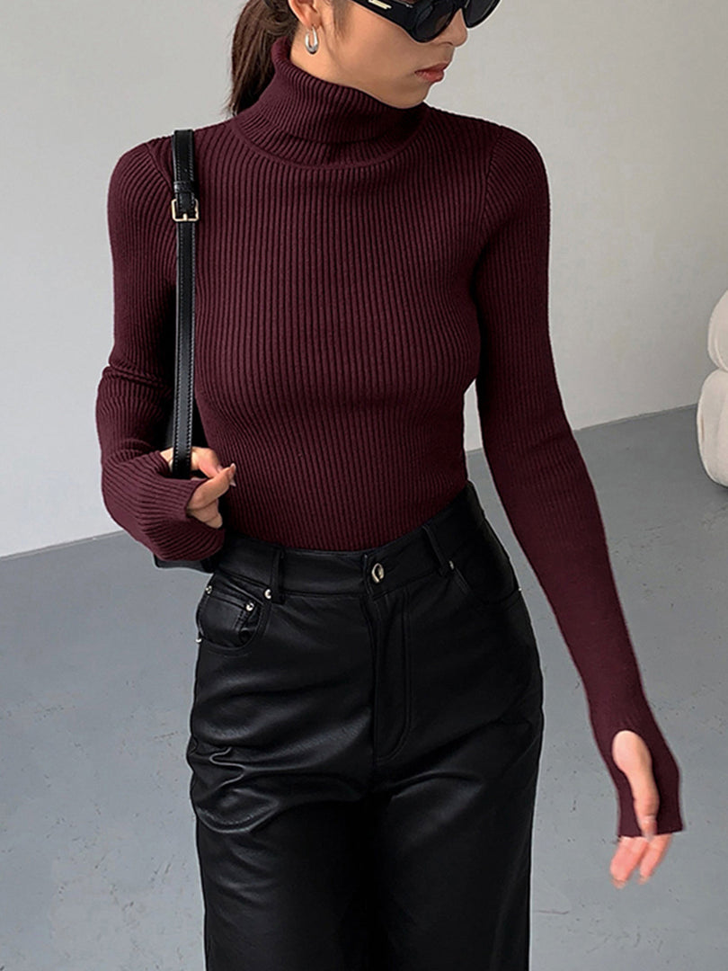 Women's Ribbed Turtleneck Top
